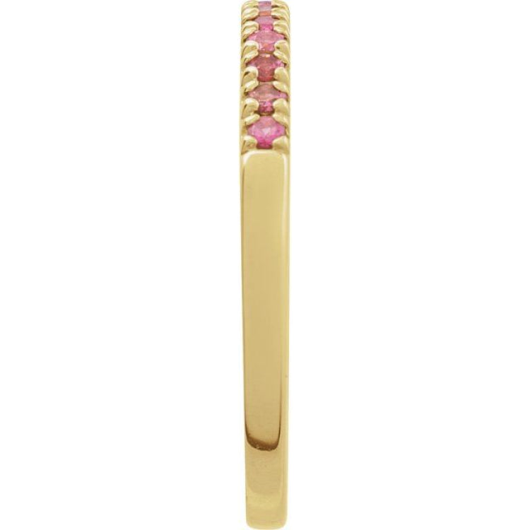 14K Yellow Gold Vermeil Natural Pink Tourmaline Stackable Ring