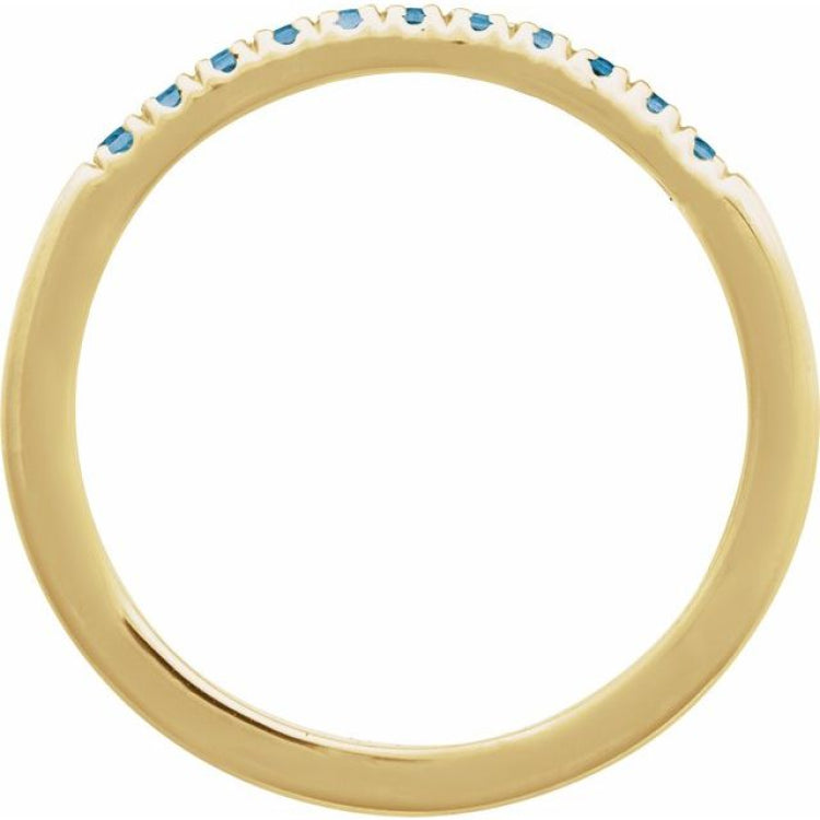 14K Yellow Gold Vermeil Natural London Blue Topaz Stackable Ring