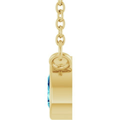 14K Yellow Gold Natural Blue Zircon 18" Necklace