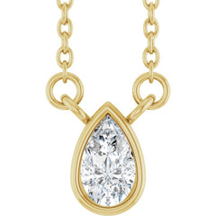 14K Yellow Gold 1/5 CT Lab-Grown Diamond 18" Necklace
