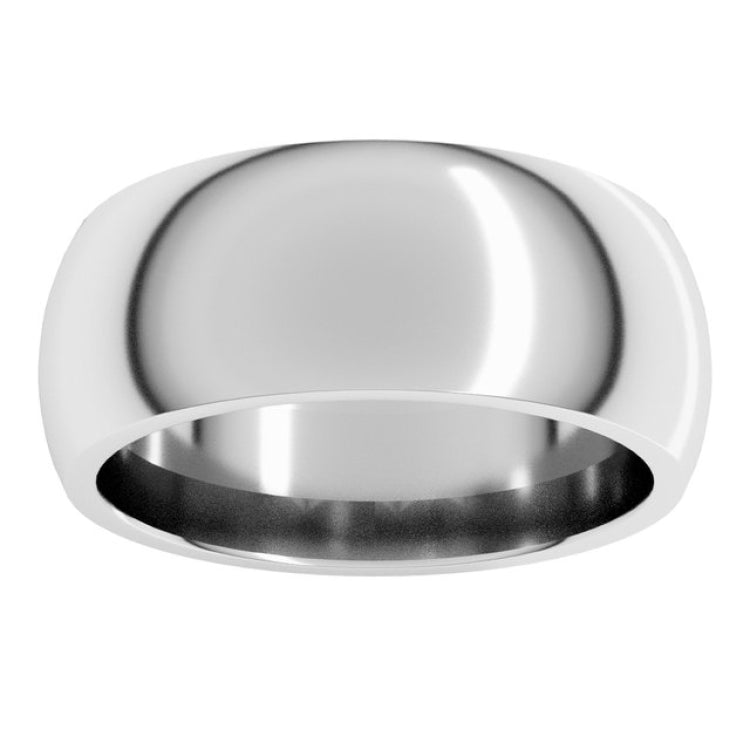 14K White Gold 8 mm Comfort-Fit Half Round Band Size 10.5