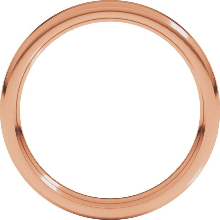 14K Rose Gold 3 mm Beveled-Edge Comfort-Fit Flat Band Size 9