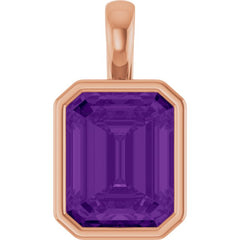 14K Rose Gold Natural Amethyst Pendant