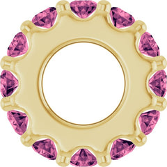 18K Yellow Gold-Plated Sterling Silver Natural Pink Tourmaline Spacer Charm/Pendant