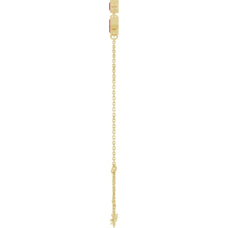 14K Yellow Gold Lab-Grown Ruby Bezel-Set 3-Stone 7 1/2" Bracelet