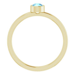 14K Yellow Gold 4 mm Natural Aquamarine Ring