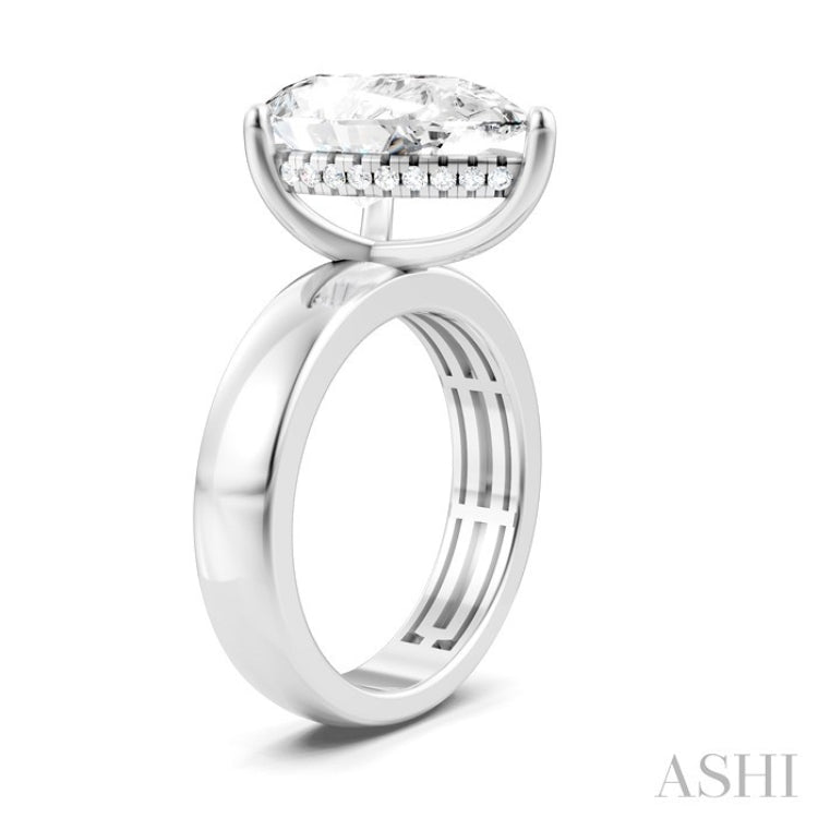 1/6 Ctw Pear Shape Round Cut Diamond Semi-Mount Engagement Ring in 14K White Gold
