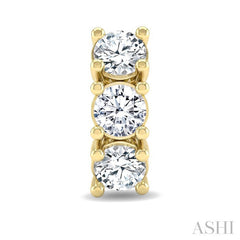 1 1/4 Ctw 3-Stone Round Cut Diamond Fashion Earrings in 14K Yellow Gold