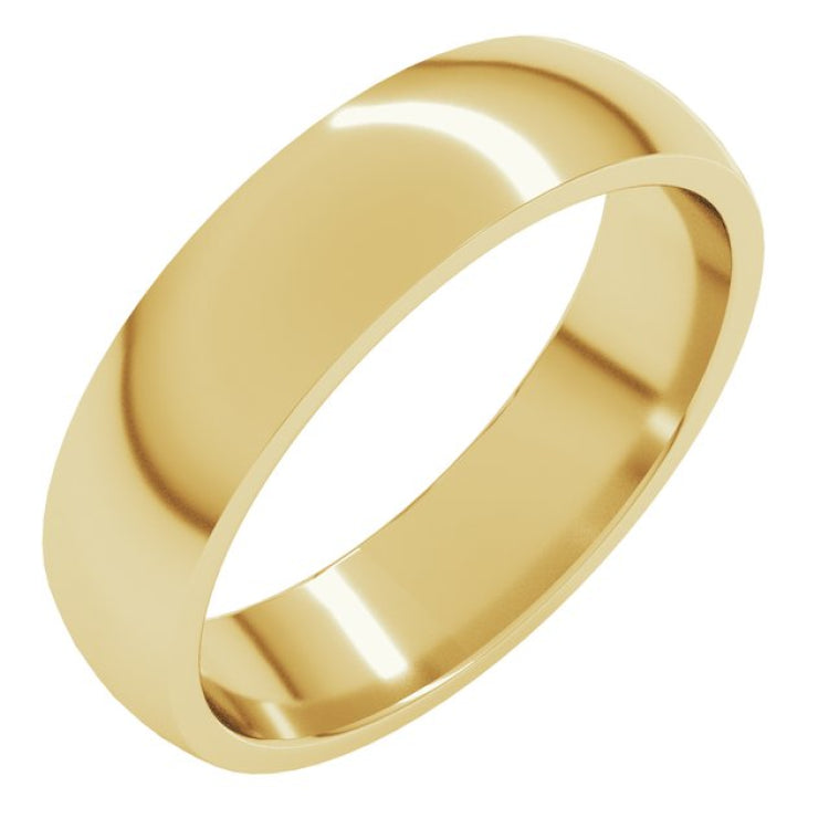 14K Yellow Gold 5 mm Lightweight Comfort-Fit Half Round Band Size 4