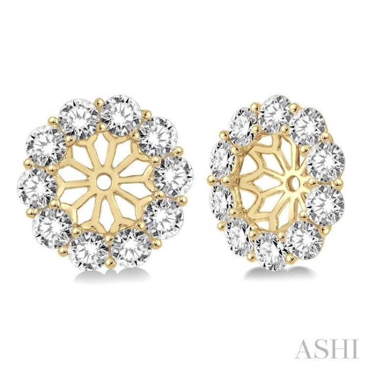 2 Ctw Round Cut Diamond Earrings Jacket in 14K Yellow Gold