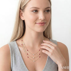 Mixed Shape Ruby and 2 1/2 Ctw Round Cut Diamond Precious Necklace in 14K Yellow Gold