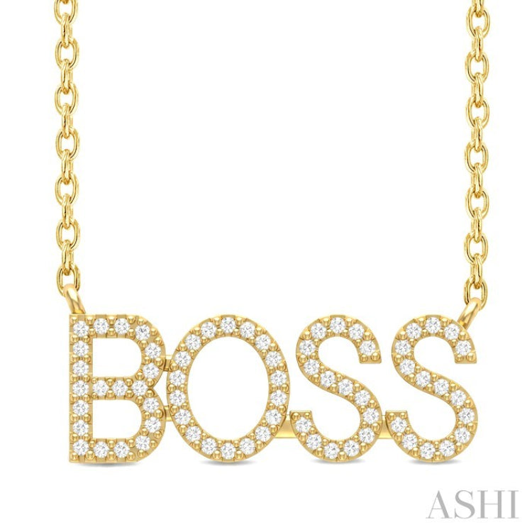 1/5 Ctw 'BOSS' Block Round Cut Diamond Necklace in 10K Yellow Gold