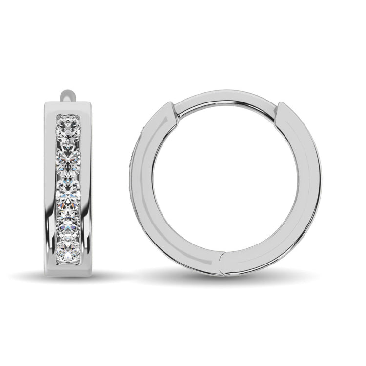 10K White Gold 1/2 Ct.Wt. Diamond Hoop Earrings