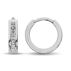 10K White Gold 1/2 Ct.Wt. Diamond Hoop Earrings