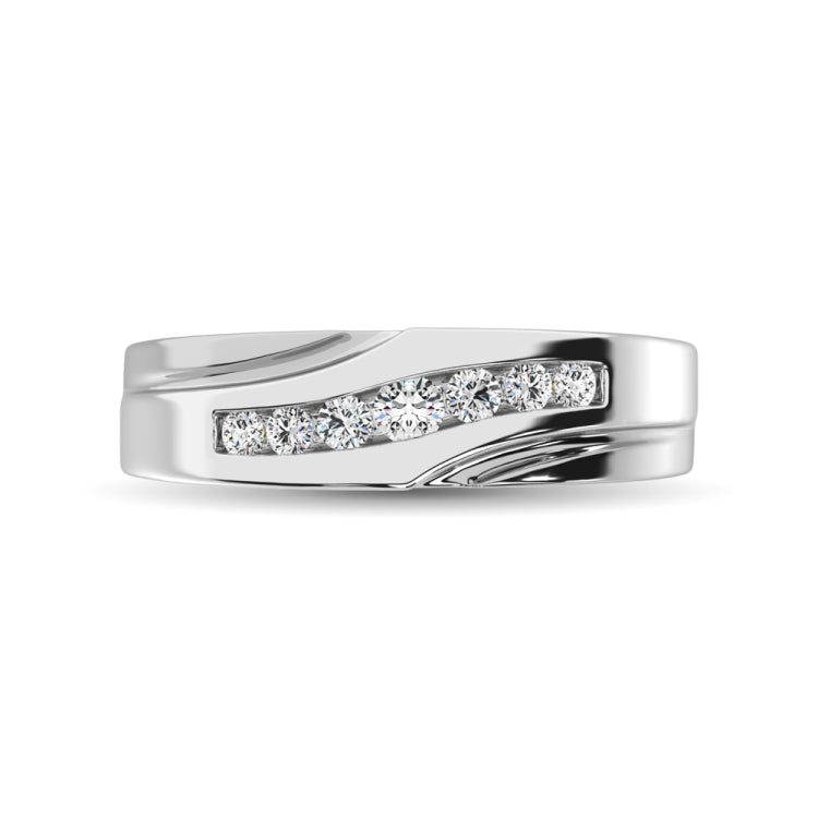 10K White Gold 1/4 Ct.Tw. Diamond Mens Band