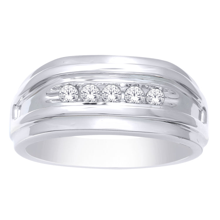 10K White Gold 1/4 Ct.Tw. Diamond Mens Band