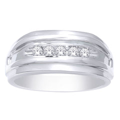 10K White Gold 1/4 Ct.Tw. Diamond Mens Band