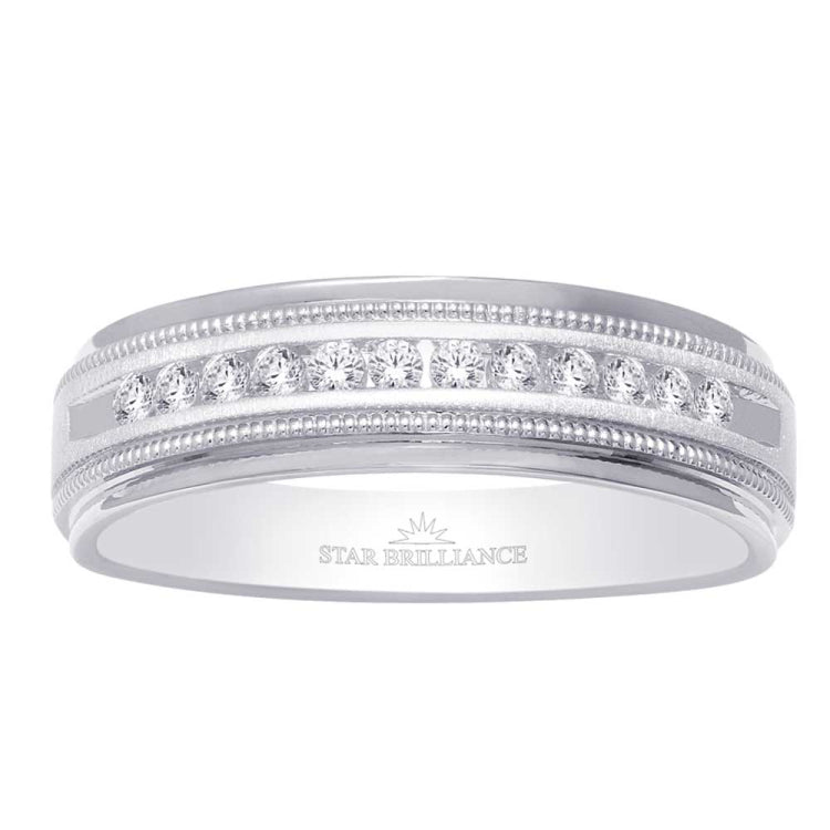 10K White Gold 1/2 Ct.Tw. Diamond Mens Machine Band