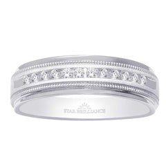 10K White Gold 1/2 Ct.Tw. Diamond Mens Machine Band