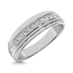10K White Gold 1/2 Ct.Tw. Diamond Mens Machine Band