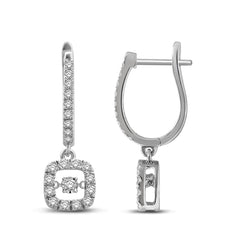 14K White Gold 1 Ct.Tw.Moving Diamond Danglers Earrings