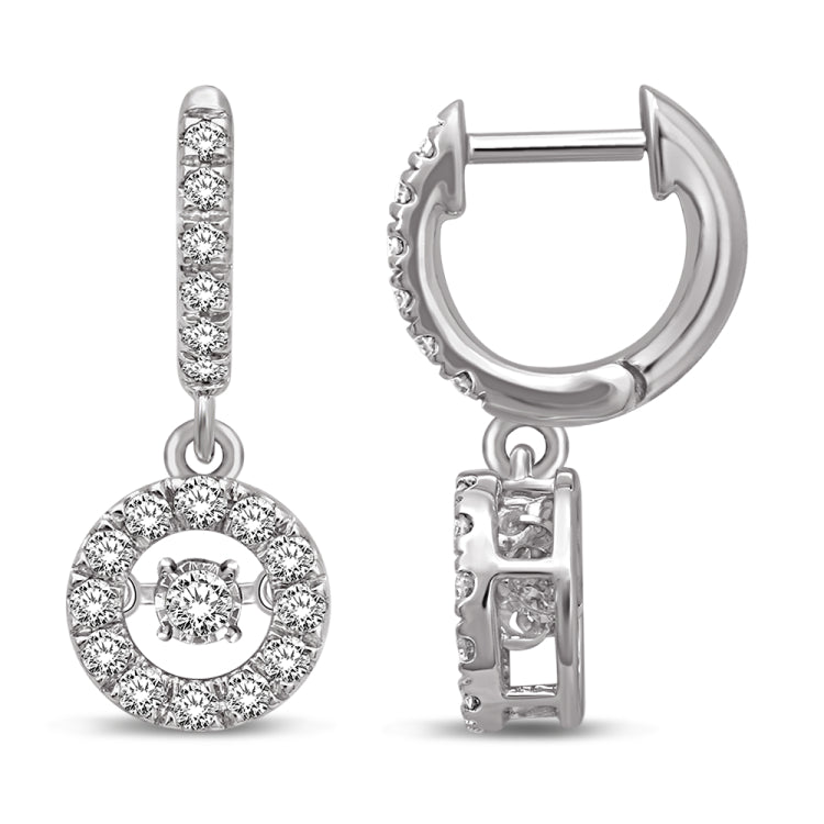 14K White Gold 1 1/4 Ct.Tw Moving Diamond Earrings