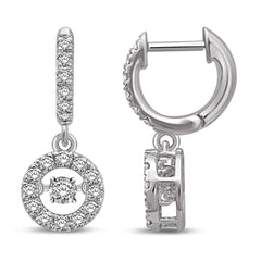 14K White Gold 1 1/4 Ct.Tw Moving Diamond Earrings