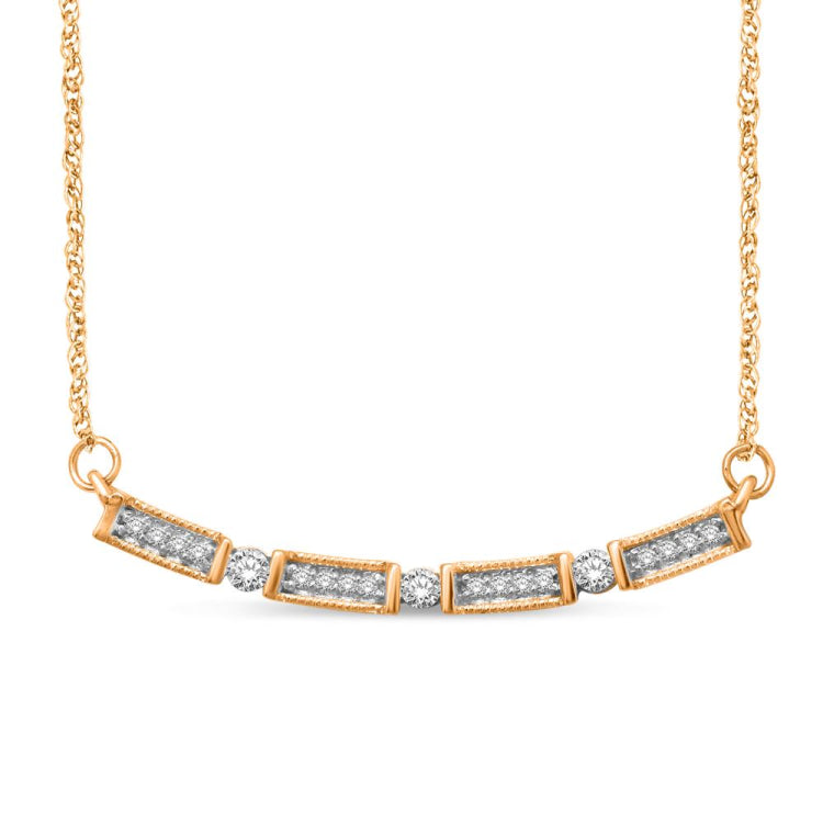 14K Yellow Gold 1/6 Ct.Tw. Diamond Stackable Necklace