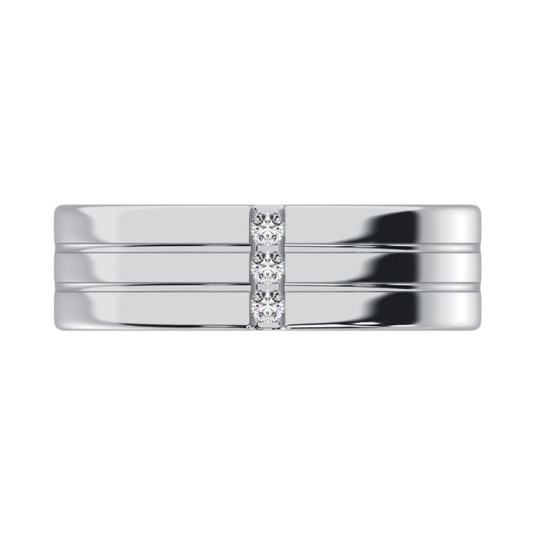 Diamond 1/10 Ct.Tw. Mens Machine Band in 10K White Gold