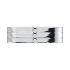 Diamond 1/10 Ct.Tw. Mens Machine Band in 10K White Gold
