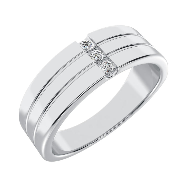 Diamond 1/10 Ct.Tw. Mens Machine Band in 10K White Gold