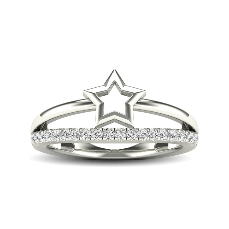 10K White Gold 1/5 Ctw Diamond Twikle Star Ring
