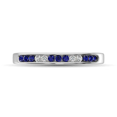 14K White Gold 1/5 Ctw Blue Sapphire & Diamond Machine Band