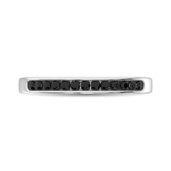 14K White Gold 1/6 Ctw Black Diamond Machine Band