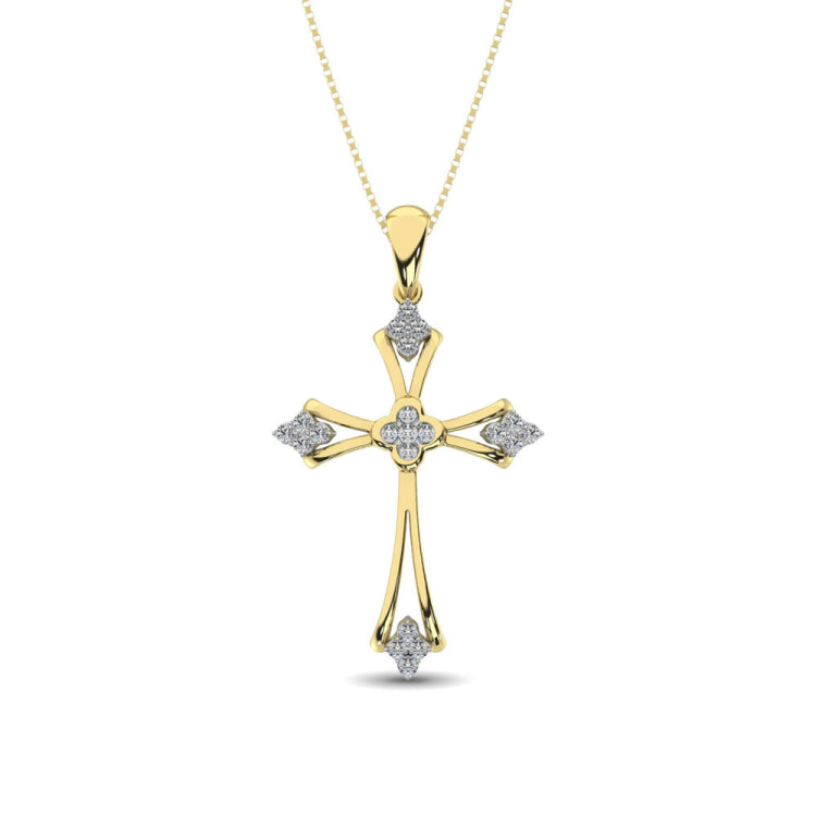 Gothic Style Diamond 1/5 Ct.Tw Cross Pendant in 10K Yellow Gold