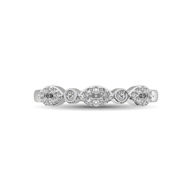 Round and Marquise Shape 1/6 Ctw Diamond Stackable Band