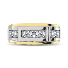 10K Two Tone Diamond 1/10 Ctw 7 Stone Men&apos;s Band