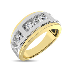 10K Two Tone Diamond 1/10 Ctw 7 Stone Men&apos;s Band