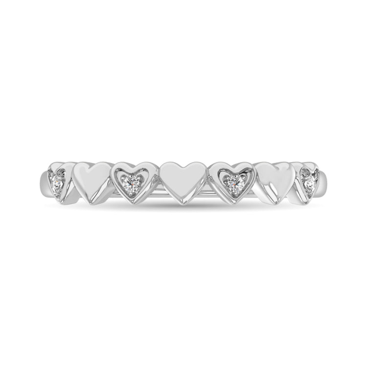14K White Gold Diamond Accent Little Heart Stackable Band