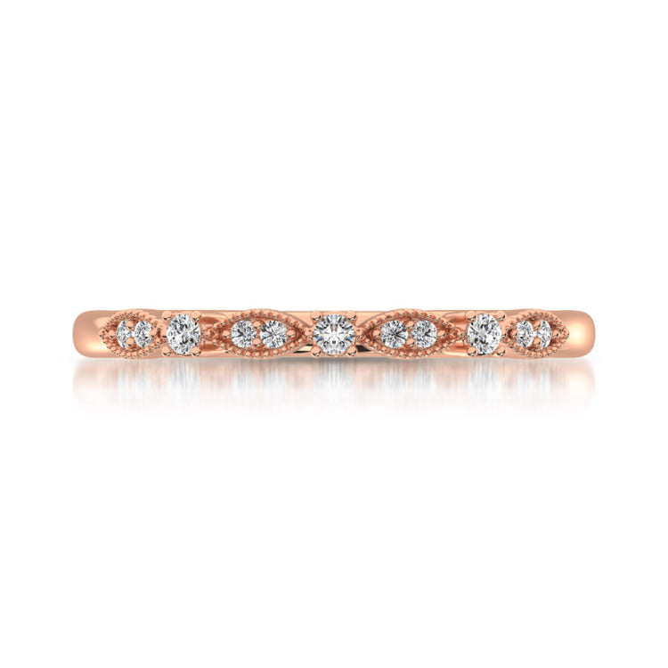 14K Rose Gold 1/10 Ct.Tw.Diamond Stackable Band