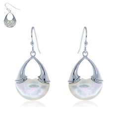 Sterling Silver Upside Down V With MOP Earrings