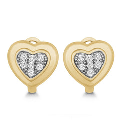 Sterling Silver GP Matte Heart with Center CZ Huggie Earrings
