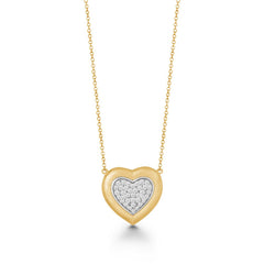 Sterling Silver Gold Plated Matte Heart with Center CZ Necklace