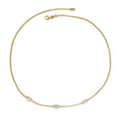 Sterling Silver GP Lightweight Mesh with 3 Crystals Necklace