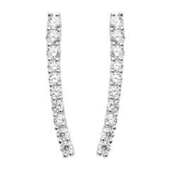 Sterling Silver CZ Slightly Curved Stick Earrings