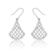 (SPECIAL ORD) Sterling Silver Scalloped w/ Clear CZs Around Earring