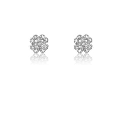 (SPECIAL ORD) Sterling Silver CZ 4-Leaf Earrings