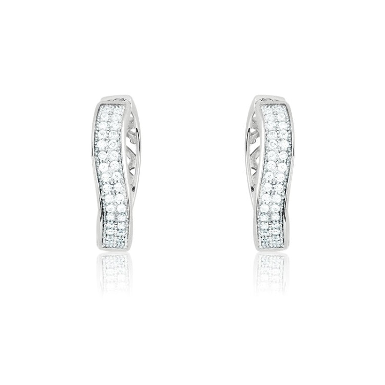 Sterling Silver Micro Pave Small Circle Huggie Earrings (64 stones)