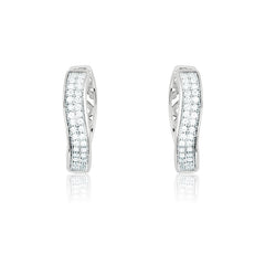 Sterling Silver Micro Pave Small Circle Huggie Earrings (64 stones)