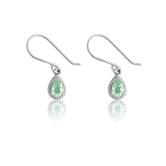 Sterling Silver Green Amethyst Gem Small Teardrop Earrings